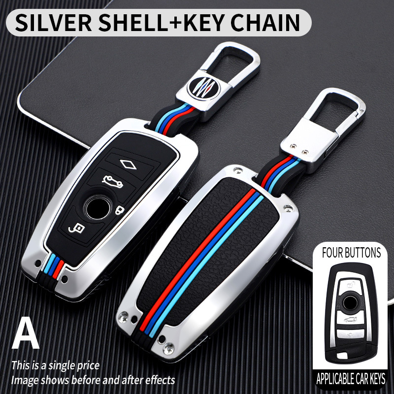 Static Rod/Key Bag: BMW BMW New 5 Series 3 - a-style-silver-4-buttons-with-buckle-opp-bag