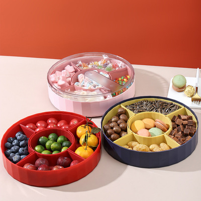 水果盘客厅家用双层旋转果盘糖果盒干果盘零食盒瓜子盒干果盒|ms