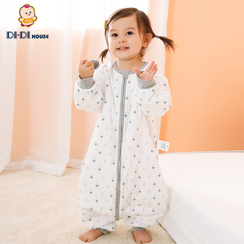 Baby Sleeping Bag Pure Cotton Type a Autumn and Winter Clip No. 400 Cotton Newborn Baby Anti-Kick Sleeping Bag Split-Leg Baby Sleeping Bag