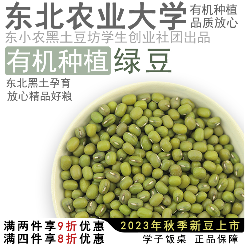 学子饭桌东北皮薄新鲜1斤发豆芽汤粥材料大粒新 有机绿豆