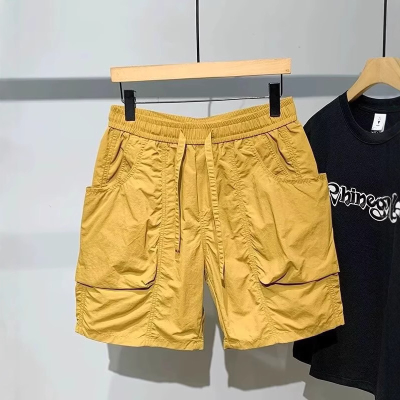 Verano americano, pantalones cortos de bolsillo verde, pantalones casuales para hombres, pantalones de playa, pantalones de pelo