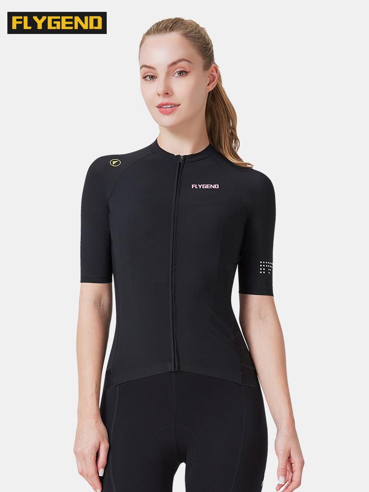 Ropa de ciclismo de carretera de mujeres de manga corta de verano ligera y delgada de color sólido sudor delgada y delgada camisa de ciclismo de mujer