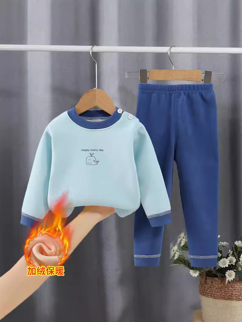 Ropa interior caliente para niños de terciopelo de invierno y otoño más terciopelo engrosado conjunto de niños niñas chaqueta de otoño pantalones de otoño pijamas ropa infantil