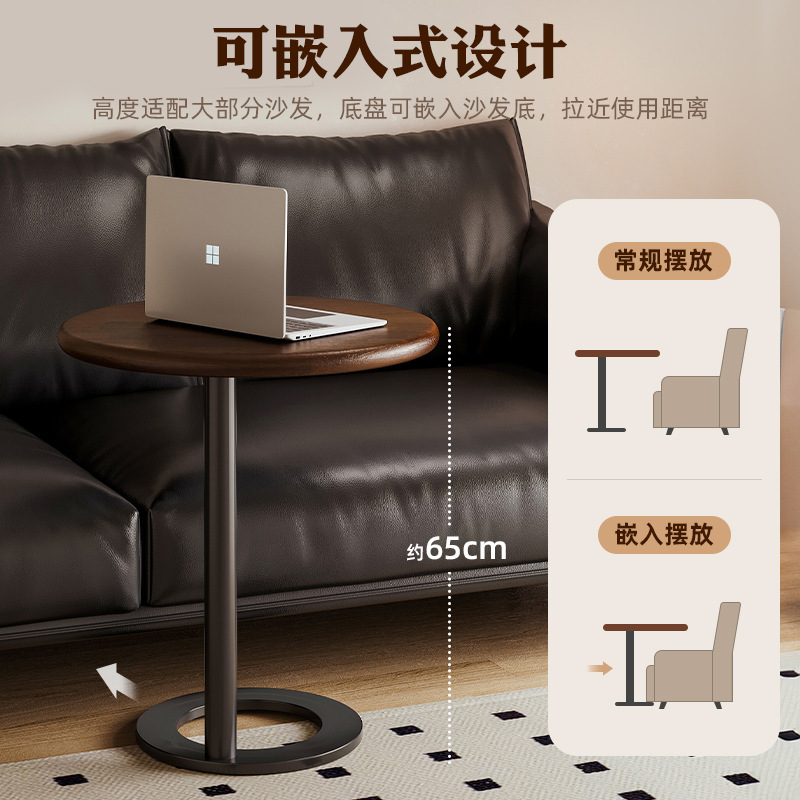 Sofá de madera, tabla lateral, sala de estar para el hogar 2024 nuevo estilo medieval, mesa de té redonda, mesa pequeña