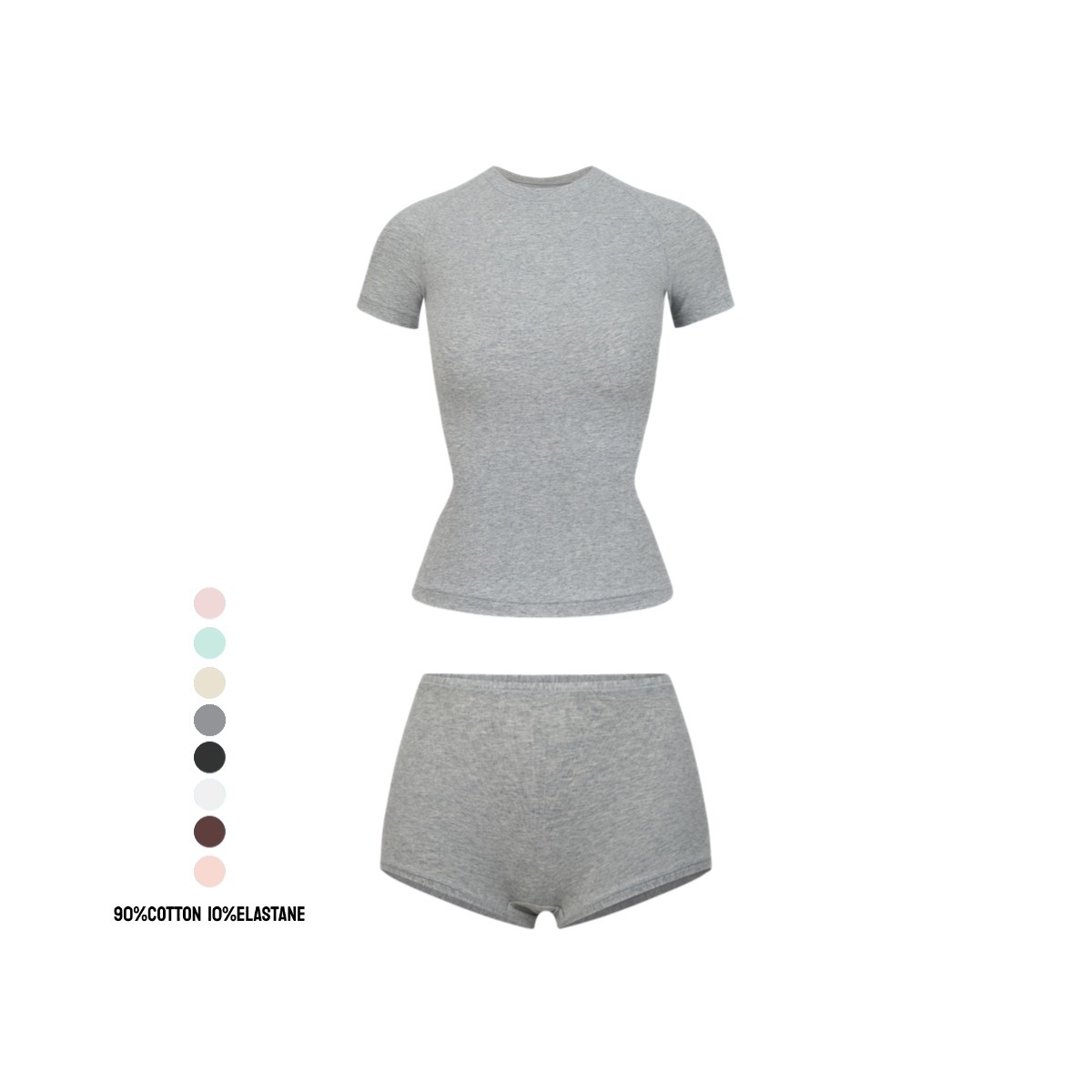 Cotton Jersey经典运动套装女士瑜伽T恤修身短裤塑身分体式套装