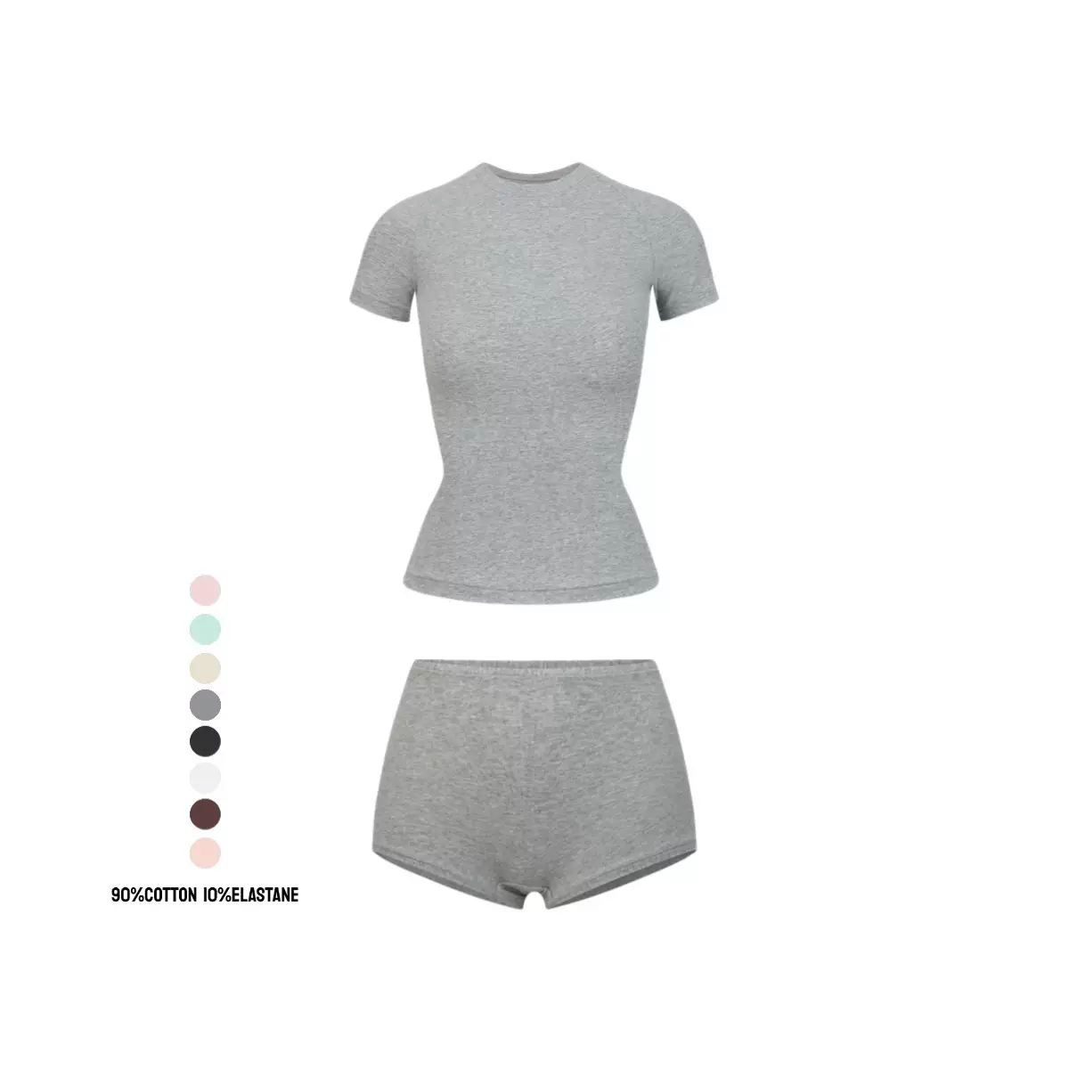 Cotton Jersey经典运动套装女士瑜伽T恤修身短裤塑身分体式套装