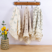 双层绉布婴儿流苏毯纯棉纱布宝宝推车盖毯夏季空调被儿童包巾毯子