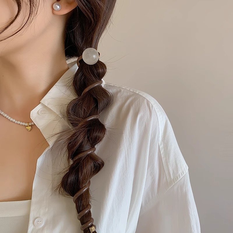 Trenza de burbuja de color café, artefacto de cabello trenzado, cuerda para la cabeza, lazo para el cabello femenino, línea telefónica, lazo para el cabello, temperamento, cola de caballo, cuerda para el cabello, banda de goma, accesorios para el cabello