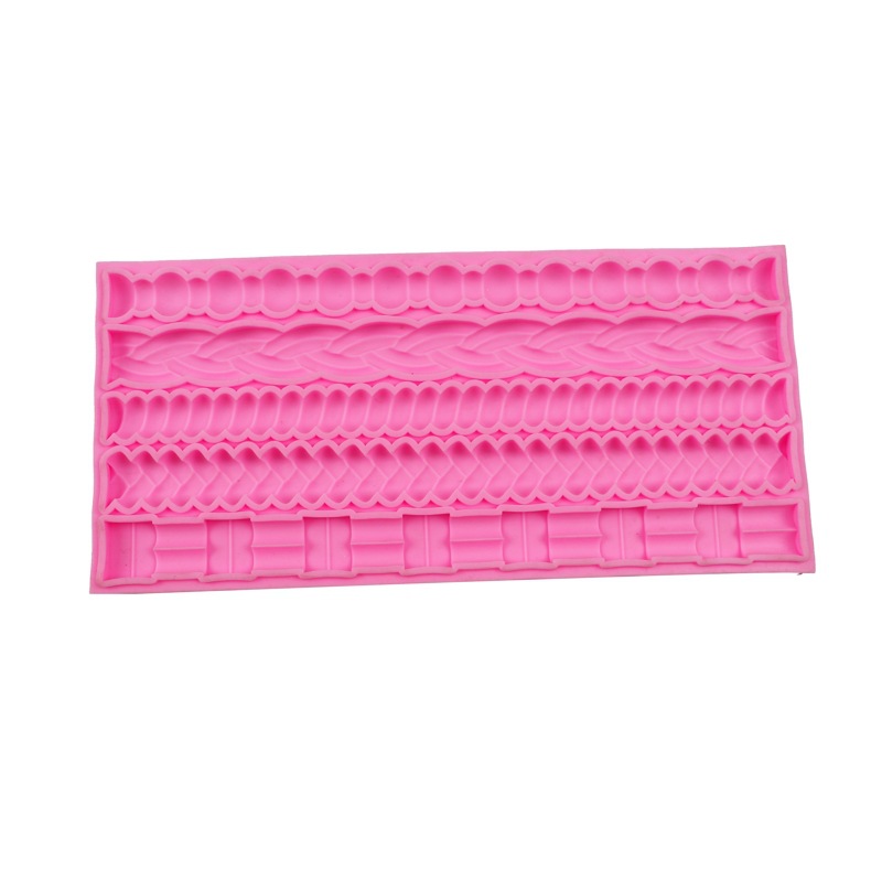 En relieve molde de silicona fondant perla tejida bolsa de cadena de silicona molde pastel decoración pastel molde