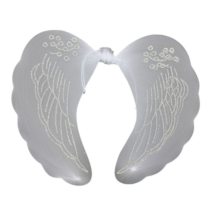 Alas de Ángel palo mágico regalo del Día de los Niños Accesorios de rendimiento falda de gasa blanca alas de plumas