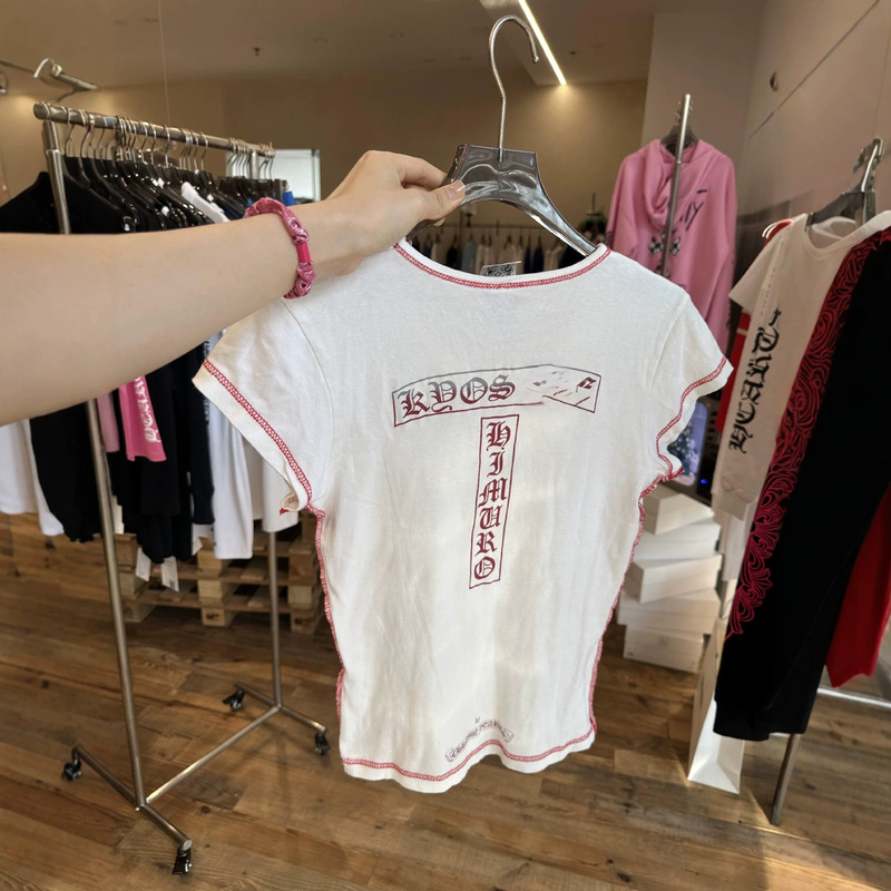 High-End Version! Cro* Brand 26 Summer New Style Van Pattern Printed Reverse Stitching Round Neck Short-Sleeve T-Shirt Women's Top