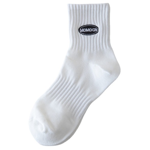 White socks for men, pure cotton anti-odor socks, sports socks, embroidered couples, four-season mid-calf socks for women, Zhuji Socks Industry