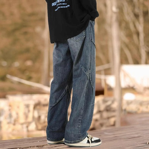 Men's Spring/Autumn 2025 New Arrival Streetwear American Retro Patchwork Loose Casual Straight Wide Leg Work Pants