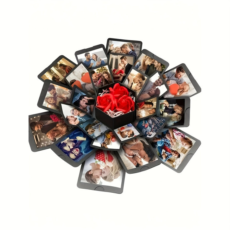 Factory Direct Sales Cross-Border New Explosion Box Gift Box Hexagonal DIY Handmade Photo Album Surprise Box Birthday Gift