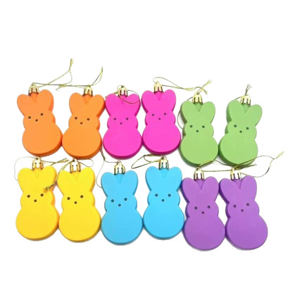 Pascua transfronteriza de 8cm colgante de plástico de conejo colorido colgante de decoración de atmósfera