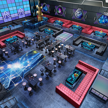 ktv沙发酒吧清吧音乐K歌房沙发卡座轻奢发光茶几组合转角UL型