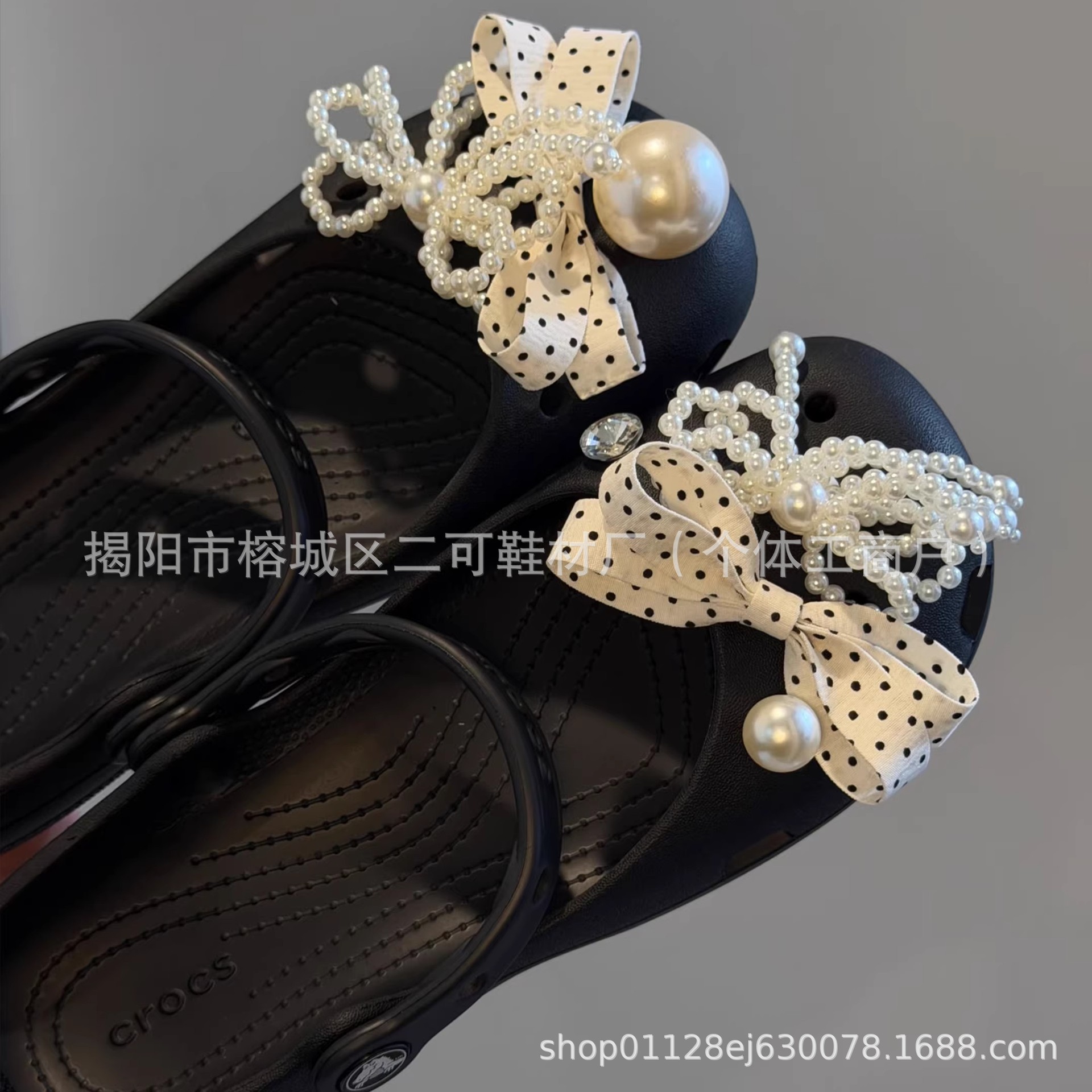 INS primavera nuevo ballet de perla punto de onda arco agujero agujero zapatos de ballet hebilla coreana diy accesorios desmontables