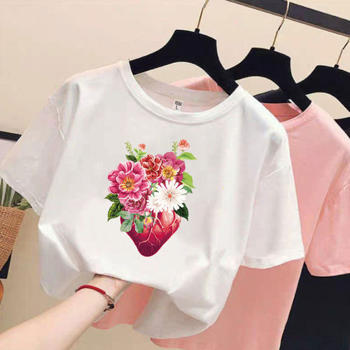 Heat transfer logo creative heart flower clothing print heat transfer sticker heat transfer