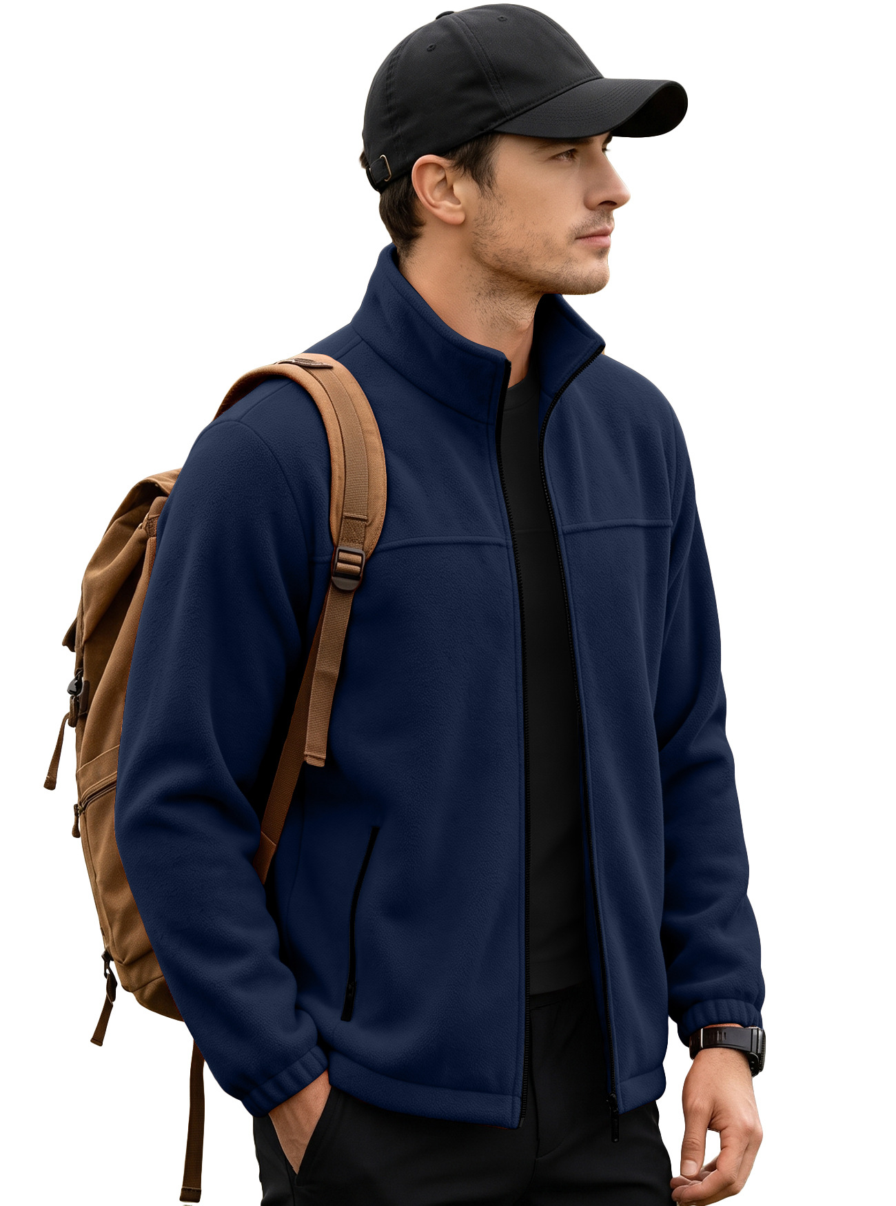 Sudadera de Vellón Polar para Hombre 380g de Poliéster Térmica con Cremallera para Uso Casual