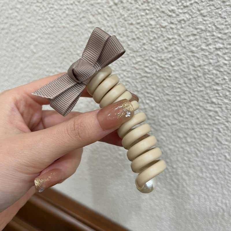 Cabeza coreana simple y de alta calidad linda línea telefónica de punto de onda de verano temperamento fresco cuerda de cabello diaria duradera