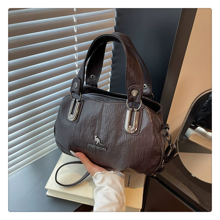 Европейская и американская сумка для мам, женская сумка через плечо среднего возраста, большая вместительная простая повседневная сумка на плечо, мягкая кожаная портативная сумка-тоут в стиле ретро