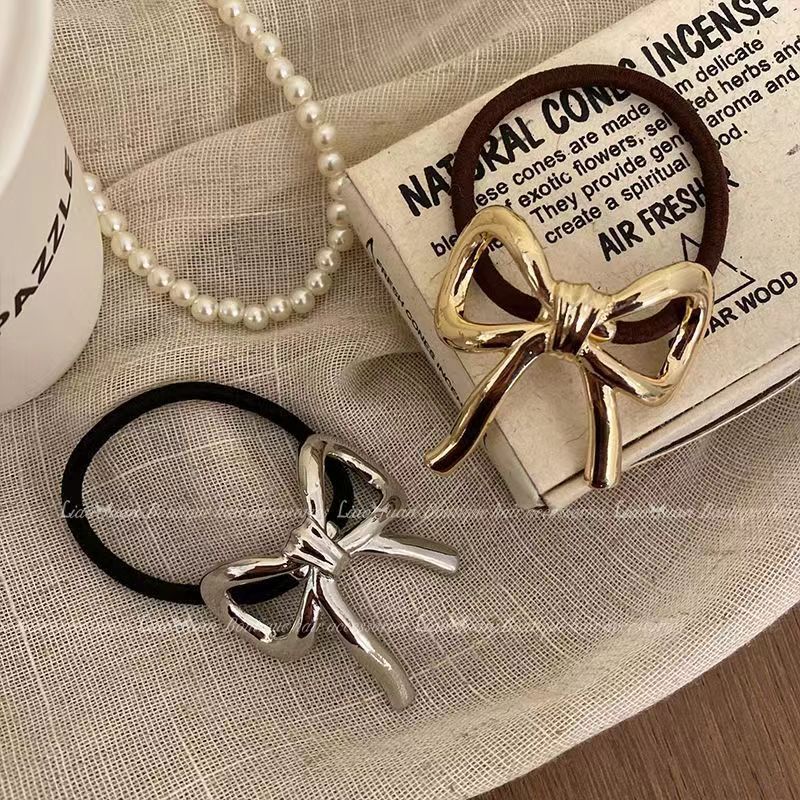 合金蝴蝶结皮筋韩版发饰头饰网红新款气质头绳女生扎头马尾发圈