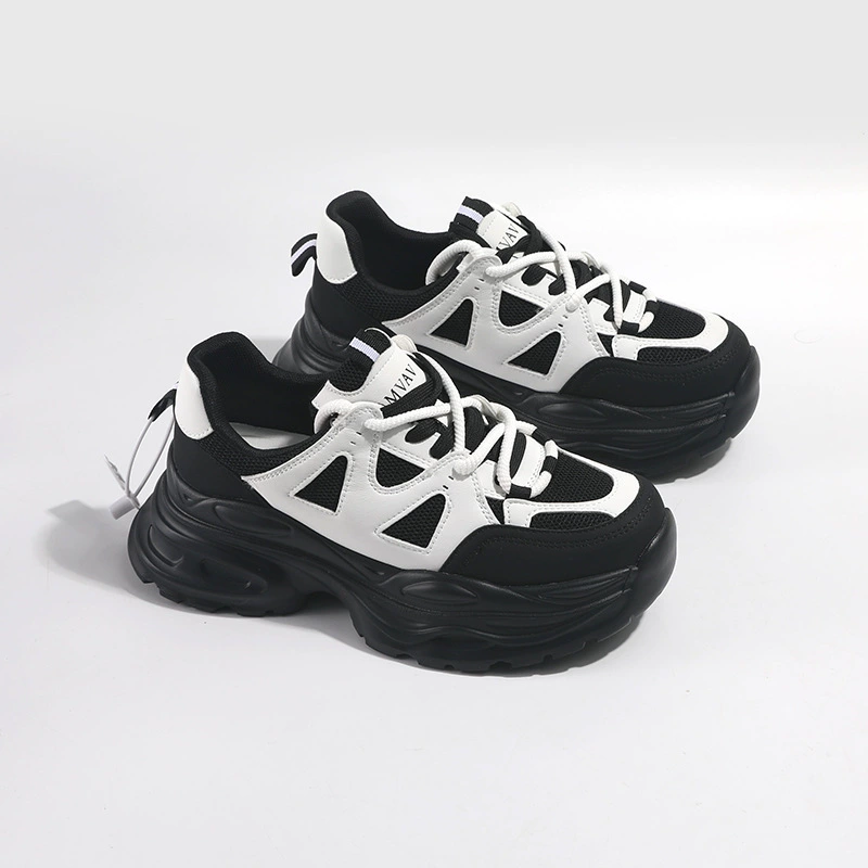 2025 новая кожаная обувь для папы для женщин с толстой подошвой дышащая повседневная обувь для студентов 60700