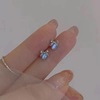 Blue earrings, silver needle, cat's eye, 2023 collection, silver 925 sample