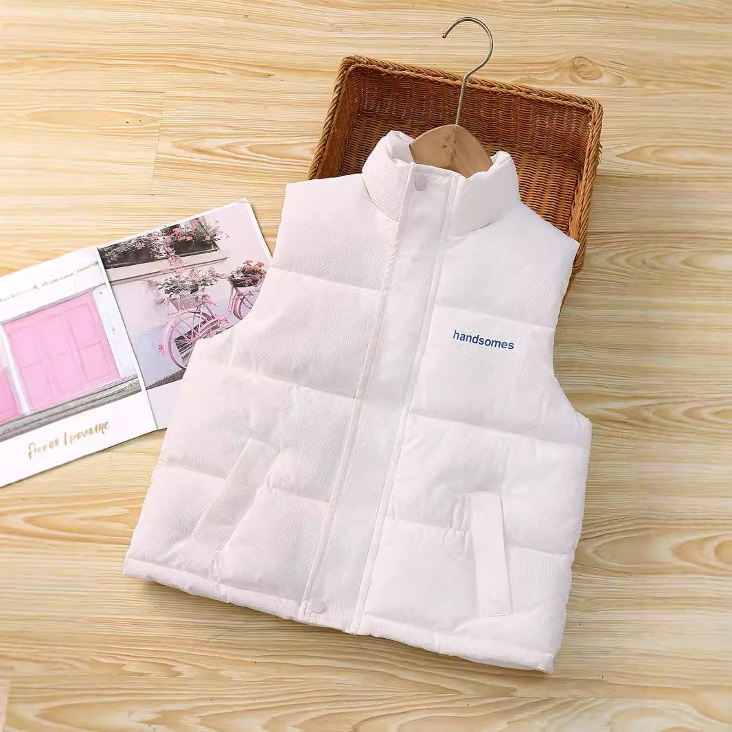 2025 nuevo chaleco de algodón de pluma infantil primavera, otoño y invierno para las niñas engrosar el chaleco caliente de cuello para los niños