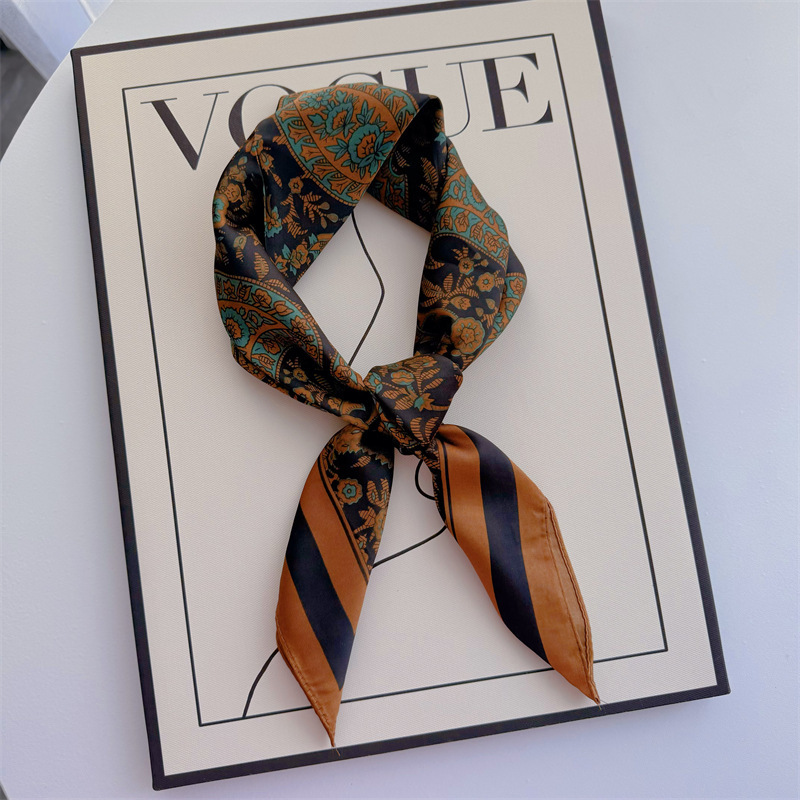 Bufandas de seda para mujeres primavera y otoño bufandas de moda para mujeres bufandas de cuello para maestros y empleados regalos de impresión de lujo ligero