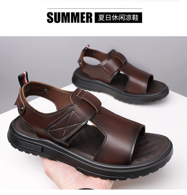 Dép sandal nam đế dày hở mũi quai ngang cỡ lớn chống nước — C6099 Màu nâu, C6099 màu đen chi tiết 17