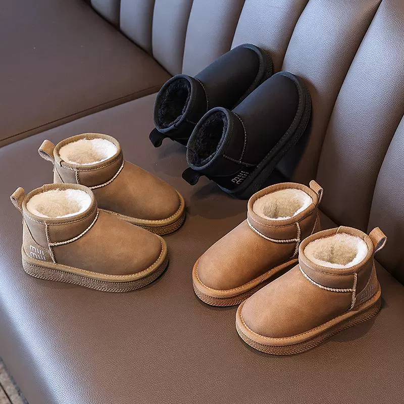 Детские снежные сапоги 2024 новый зимний мальчик с одной ногой хлопчатобумажные туфли для девочек сапоги теплые большие хлопчатобумажные туфли