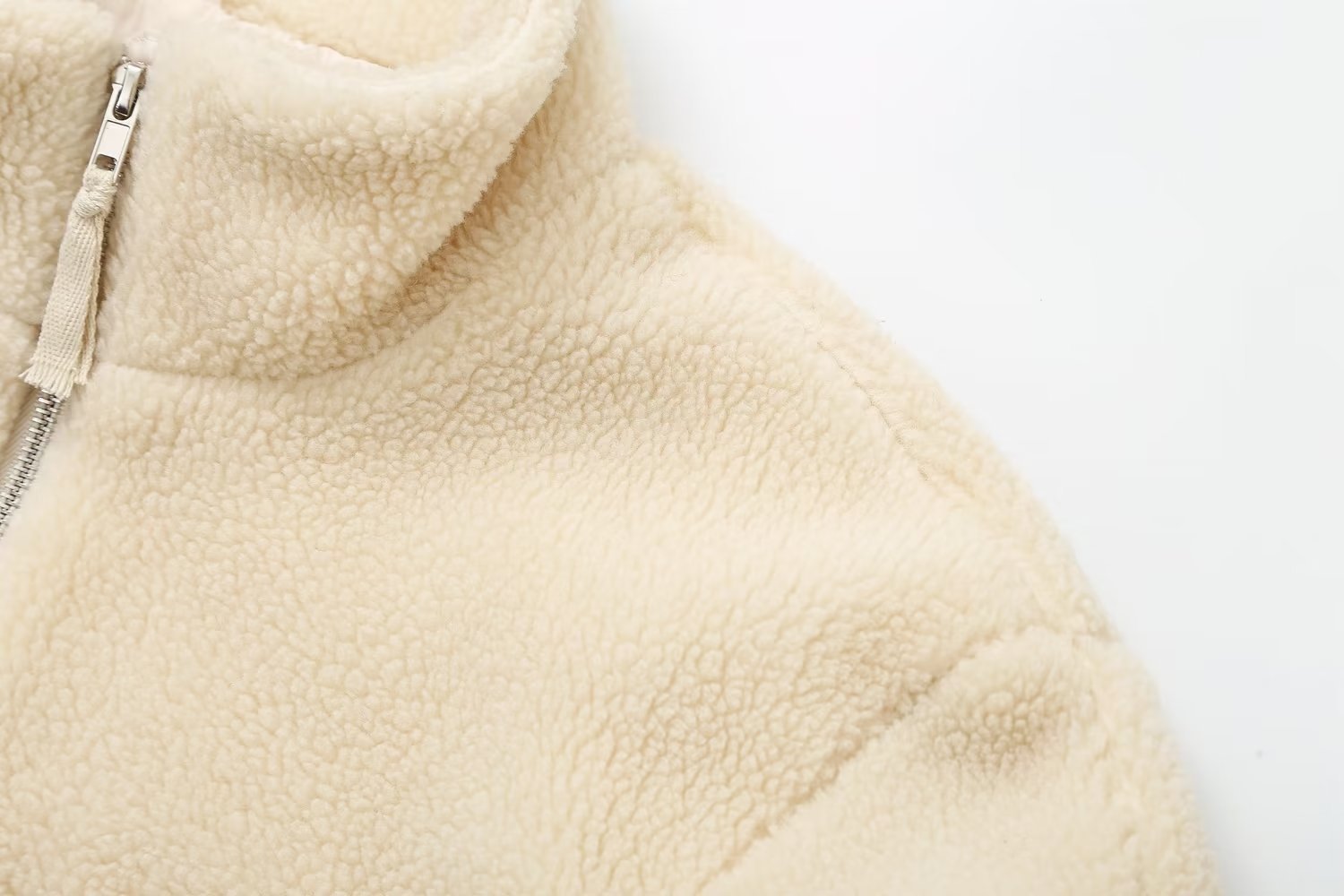 Frauen Kleidung herbst und winter neue frauen kleidung einfarbig faul stil lamm wolle hohe kragen wolle mantel M6257_voghion.com