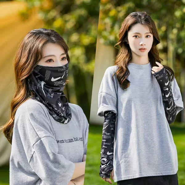 Sunscreen Mask Women's Full Face Neck Protection Ice Silk Veil Men's Anti-UV Face Protection Outdoor Bike Mask Summer Thin
