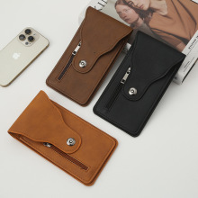 pu材质手机腰包新款男士穿皮带挂包防水竖款户外登山扣手机包卡包