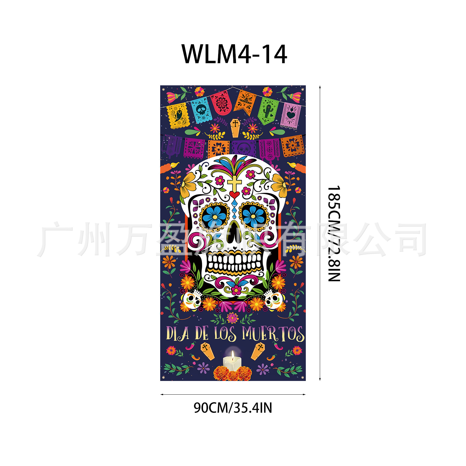 Pancarta Decorativa para Puerta de Poliéster para Día de los Muertos y Fiestas