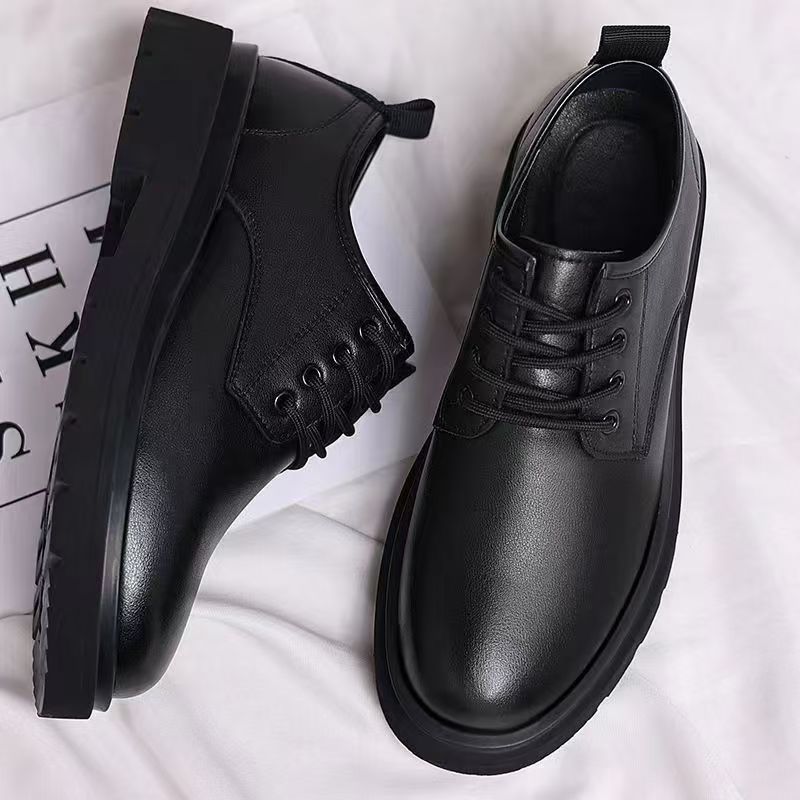 Men's Shoes 2024 New Autumn British Style Round-Toe Work Leather Shoes Men's Business Formal Large-Toe Work Shoes