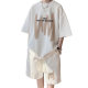 plus size Waffles suit Men's Summer Youth Trendy Hong Kong Style High-end Sports Leisure Set of Summer Dress