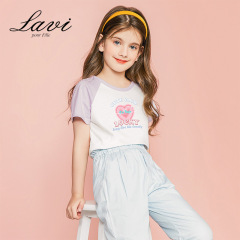 LAVI 夏新女の子半袖 Tシャツ子供 Tシャツ女の子カジュアルプリントトップスかわいい挿入スリーブ Tシャツ