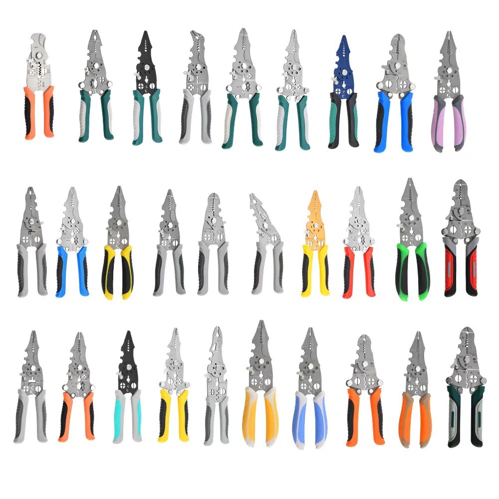 跨境专供商超品质21合一折叠剥线钳多功能电工专用斜嘴钳压线压线