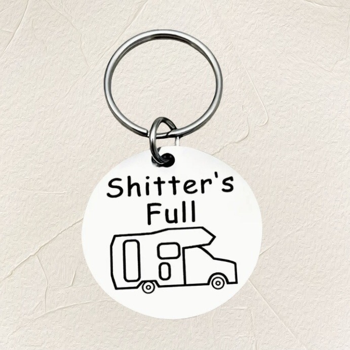 Cross-border Hot Sale Stainless Steel Keychain Happy Camper RV Keychain for Camping Friends