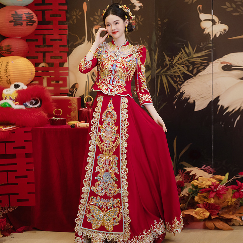 Jinyuer 高級中国風秀和服ウェディングドレス 2025 新しいブライダルウェディングドレス結婚式の外出ドレス乾杯ドレス|undefined