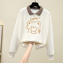 春秋初中学生长袖16打底衫12少女孩13翻领上衣polo领卫衣15岁外套