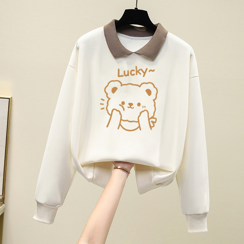 春秋初中学生长袖16打底衫12少女孩13翻领上衣polo领卫衣15岁外套