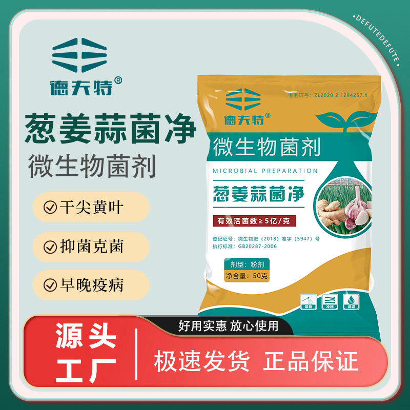 德夫特葱姜蒜菌净大葱小葱大蒜干尖黄叶疫炭疽枯萎锈病微生物菌剂