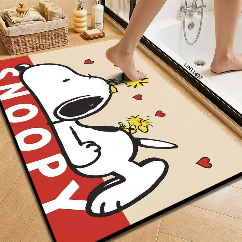 Cartoon Snoopy Bathroom Floor Mat, Bathroom Water-Absorbent Anti-Splash Foot Mat, Shower Room Anti-Slip Diatom Mud Floor Mat Cartoon Snoopy Bathroom Floor Mat, Bathroom Water-Absorbent Anti-Splash Foot Mat, Shower Room Anti-Slip Diatom Mud Floor Mat