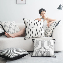 高端抱枕沙发客厅靠垫现代轻奢高级感靠背枕黑白床上靠枕套不含芯