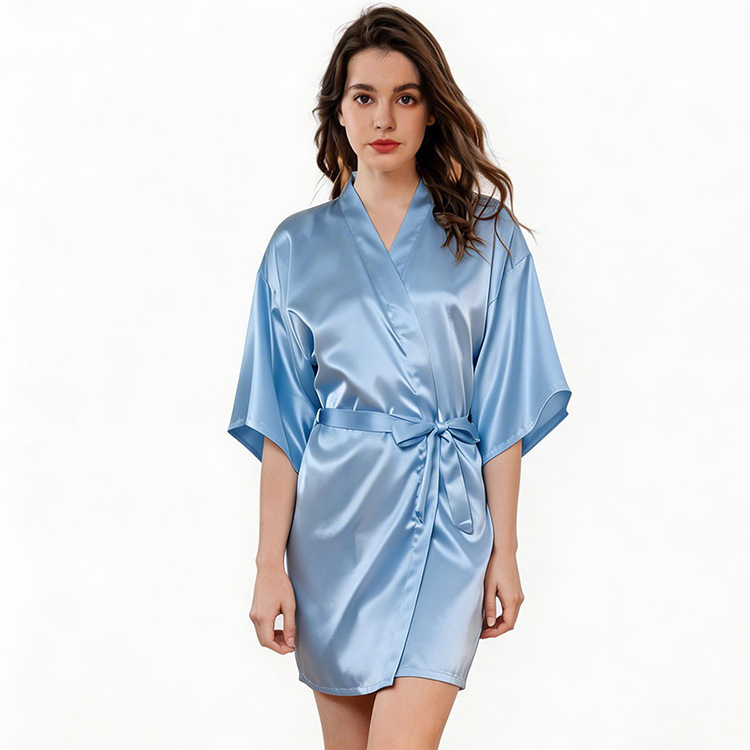 Satin Women's Robe, Imitation Silk Bathrobe, Wedding Dressing Gown, Thin Cardigan Robe, Bridal Morning Robe, Bridesmaid Kimono Robe Satin Women's Robe, Imitation Silk Bathrobe, Wedding Dressing Gown, Thin Cardigan Robe, Bridal Morning Robe, Bridesmaid Kimono Robe