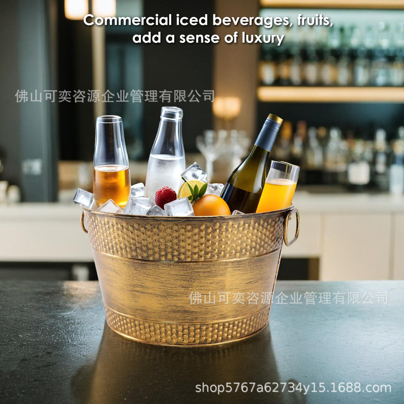 Galvanized Ice Bucket Cross-border Explosive Elliptical Ice Bucket Outdoor Party Bar KTV Beer Ice Bucket Chilled Champagne Bucket