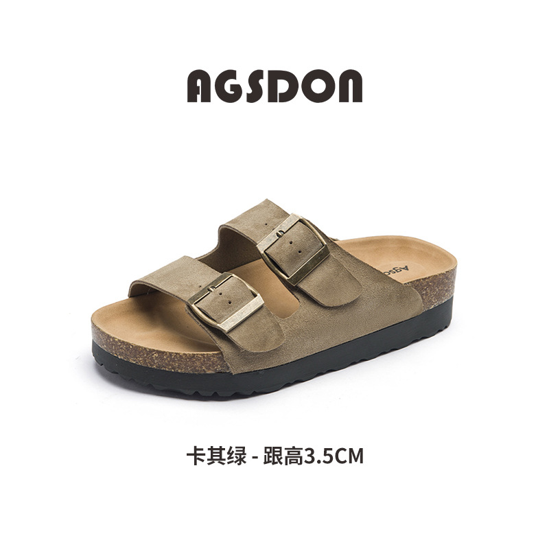 2025 nuevos zapatillas de verano de alta sensación de soleas gruesas Bocken zapatillas de ropa exterior casual